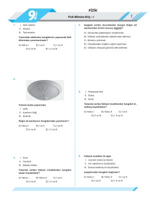 9. Sınıf FİZİK - YAPRAK TEST