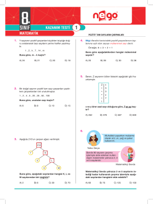 8. Sınıf Matematik Konu Testi