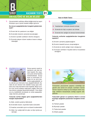 8. Sınıf DİN KÜLTÜRÜ VE AHLAK BİLGİSİ - YAPRAK TESTLER