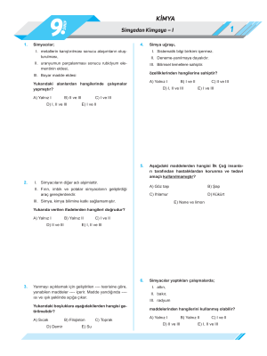 9. Sınıf KİMYA - YAPRAK TEST
